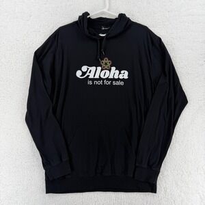 Defend Hawaii Hoodie Mens Large Black Aloha Is Not For Sale Graphic Pullover